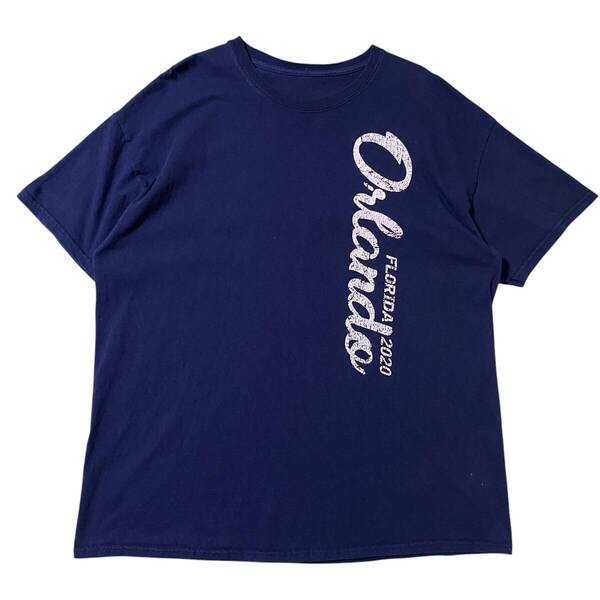 アメリカ古着 フロリダ 地名 プリント 半袖 Tシャツ US古着 クルーネック ネイビー 【I1712】