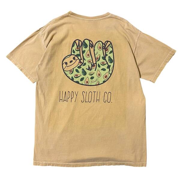 アメリカ古着 ナマケモノ アニマル プリント 半袖 Tシャツ US古着 クルーネック くすみカラー Lサイズ 【I1714】