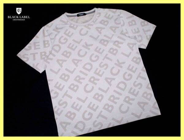 極美品 ブラックレーベルクレストブリッジ BLACKLABEL CRESTBRIDGE ブランドロゴフルプリントデザイン Tシャツ 日本製 M 夏 バーバリー