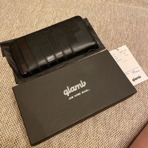 ◆美品◆ glamb グラム Gaudy zip wallet by JAM HOME MADE ガウディ 長財布 ブラック パッチワーク 黒 レザー キーケース