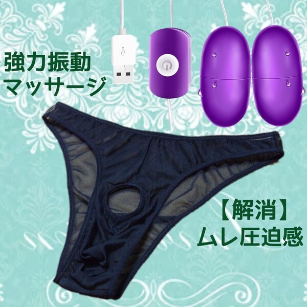 メッシュ セクシーランジェリー オープンフロント 包茎矯正 メンズビキニ ツインローター ハンディマッサージャー ローター バイブレーター