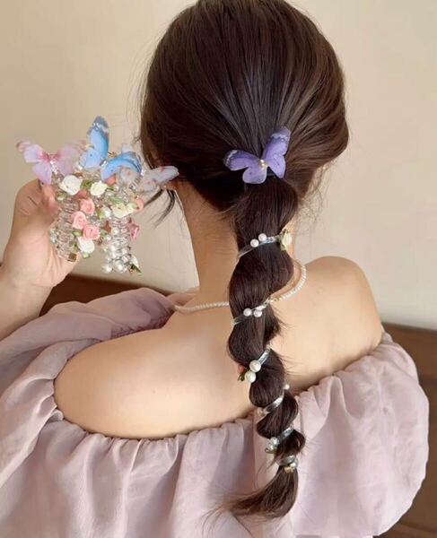ヘアアクセサリー パール 髪留め 髪飾り おしゃれ 女の子 子供 キッズ レディース 結婚式 ポニーフック スパイラル 髪ゴム ヘアゴム 新品