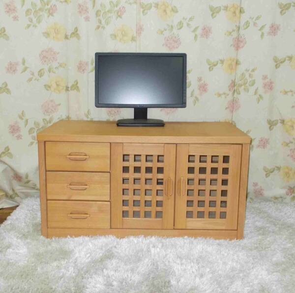 ローボード テレビ台 TVラック 展示処分 タモ材ムク TVボード AVラック 木製 完成品 本物志向 ロッキング加工