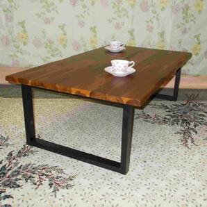 センターテーブル 110cm アカシア材ムク ローテーブル 割れ部分不使用 脚はラバー材ムク 木製 フロアテーブル 座卓 テーブル
