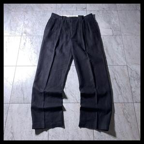 00s Eddie Bauer 2タック リネン スラックス ブラック W32