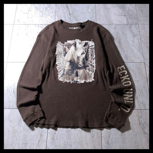 00s ECKO UNLTD ワッフル サーマル Tシャツ 長袖 ロンT Y2K