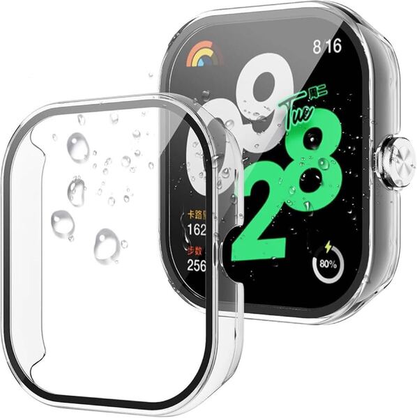 2300111☆ Redmi Watch 4 ケース対応 Xiaomi Redmi Watch 4 本体 防水 一体型 新デザイン 3D直角エッジ 超薄型 PC+ガラス素材 高透過