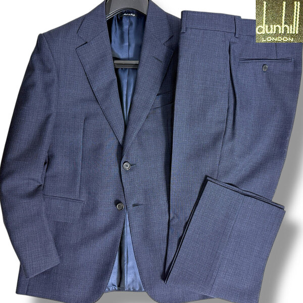 J5181 超美品 ダンヒル 現行 KENSINGTON ケンジントン ハウンドトゥース柄スーツ ネイビー 48 dunhill