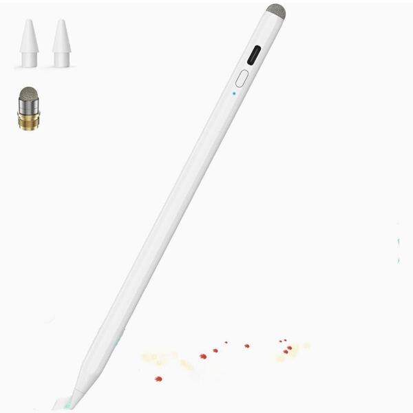 タッチペン スタイラスペン 傾き感知 Bluetooth接続不要 急速充電 ipad タブレット ペンシル 20分でフル充電 白