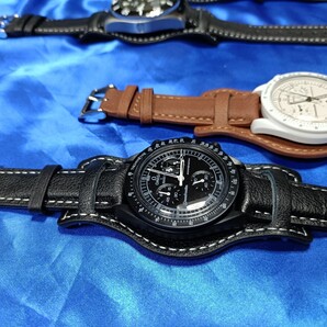 OMEGA×Swatch オメガスウォッチ ムーンスウォッチ用本革パイロットウォッチ風ベルト