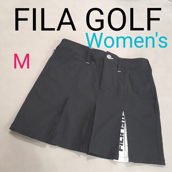 【超美品】FILA GOLF フィラゴルフ レディースM ゴルフ スカート ゴルフミニスカート ゴルフウェア ロゴ刺繍 プリーツ