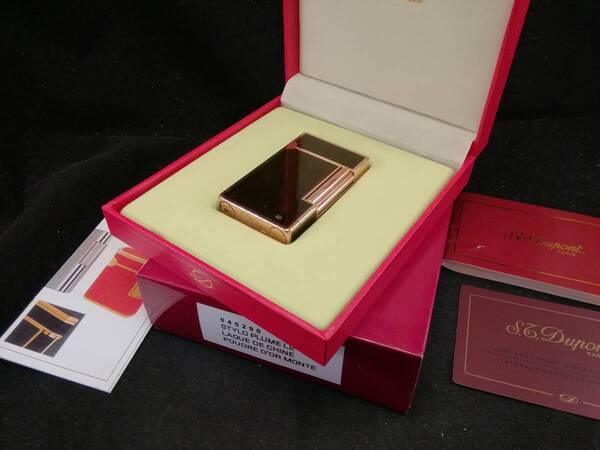 デュポンライターライン2・茶木目(箱入り)・完動品(2/3)