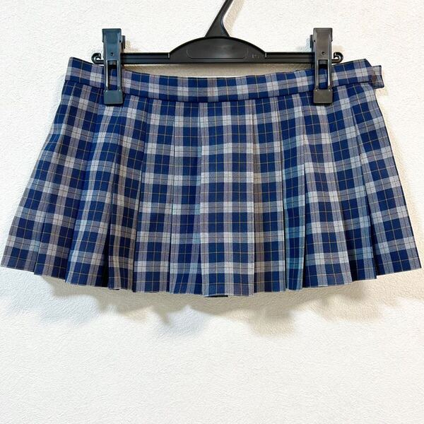 制服 紺・グレー・黄・茶色 チェック柄 マイクロミニスカート W79 丈28 冬用 大きいサイズ