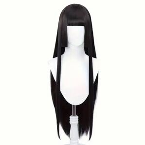 アニメコスプレ姫カットパッツン黒髪ストレートウィッグ コスプレ かつら ロング