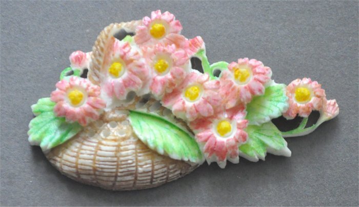 ナンタケットバスケット用 マッコウ鯨歯のオーナメント「紫陽花