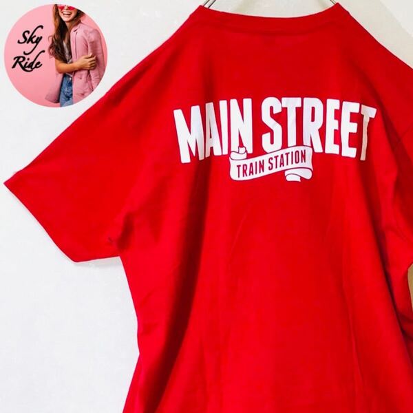 tultex タルテックス メンズ バックプリント ビッグプリント ヴィンテージ 半袖Tシャツ レッド XL ビッグシルエット USA 古着 #TT0175