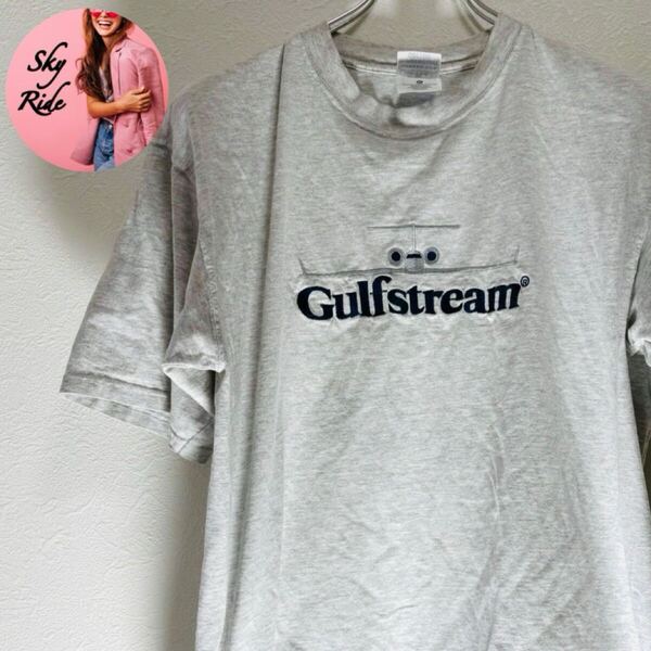 GILDAN Gulfstream ギルダン メンズ ロゴプリント ヴィンテージ 半袖Tシャツ 灰色 グレー XL ビッグシルエット USA 古着 #SB0080