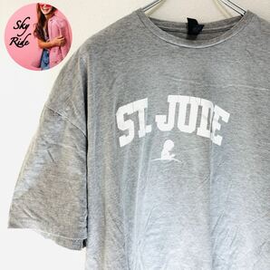GILDAN ST. JUDE ギルダン メンズ ビッグプリント ヴィンテージ 半袖Tシャツ 灰色 3XL ビッグシルエット USA 古着 #SB0108