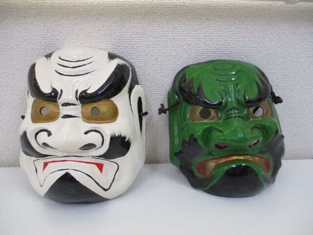 鬼剣舞】手掘り 能面 神楽面 お面 木彫工芸品