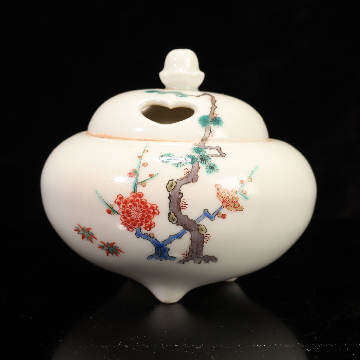 香器『香炉【染錦柿絵(そめにしきかきえ)[豆]/大秀】紙箱入