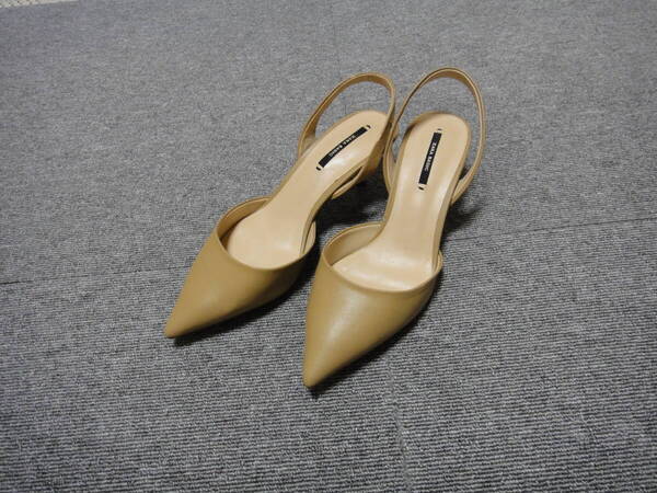 ZARA BASIC ザラベーシック ベージュ ポインテッドトゥ スリングバック パンプス