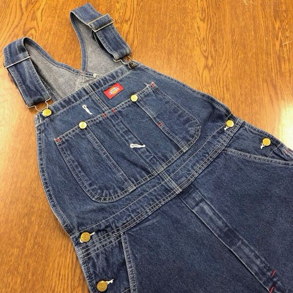 【GD128】Dickies W32 L32 オーバーオール デニム メンズブランド古着 ディッキーズ 送料無料