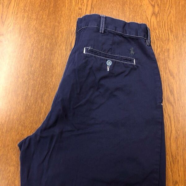 【GD165】POLO by Ralph Lauren W34 L32 後染め 製品染め ネイビー チノパンツ 薄地 DYEパンツ ブランド古着 ラルフローレン 送料無料