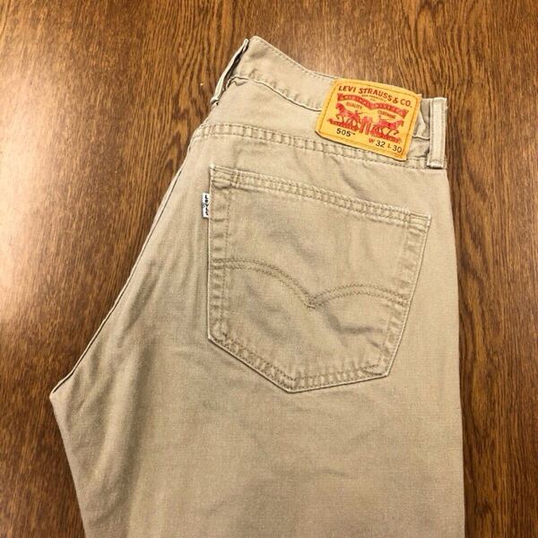 【GD215】Levi's 505 W32 L30 カラーパンツ ベージュ メンズブランド古着 リーバイス505 送料無料