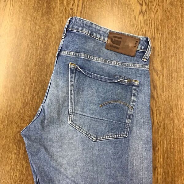 【GD301】G-STAR RAW W38 L38 色落ち加工 ジーンズ ジーパン デニムパンツ ストレッチ生地 メンズブランド古着 ジースターロウ 送料無料