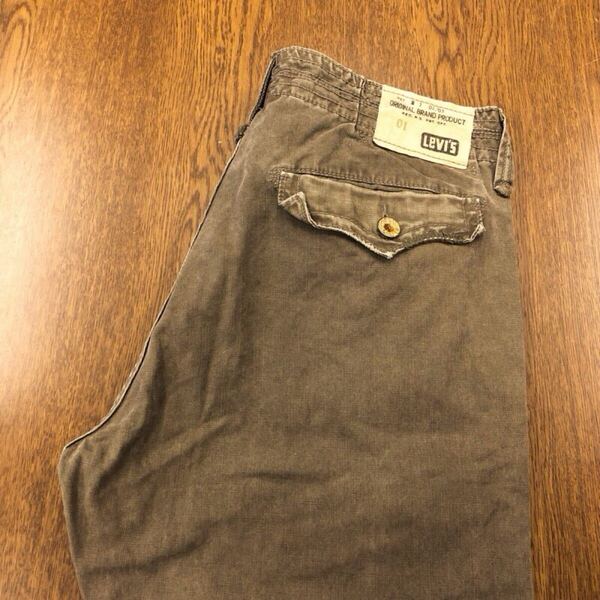 【GD365】Levi's W34 L34 ダメージ加工 カラーパンツ ブラウン メンズブランド古着 リーバイス 送料無料