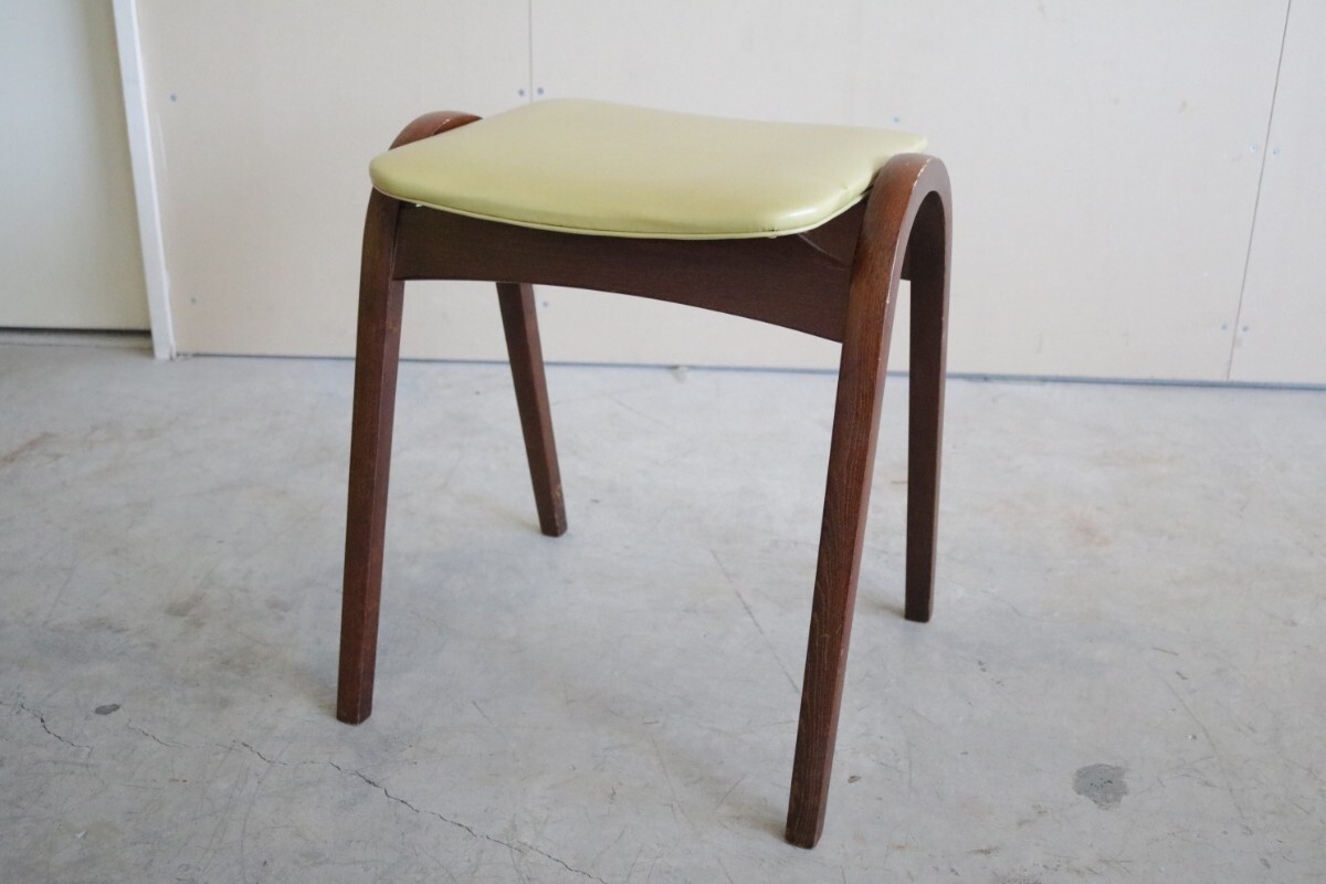 秋田木工 used リメイクチェア スタッキングスツール 本革 黒