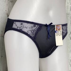 Mサイズ☆フルバックショーツ レディース トリコット生地 ショーツ ネイビー レース花柄 S1109