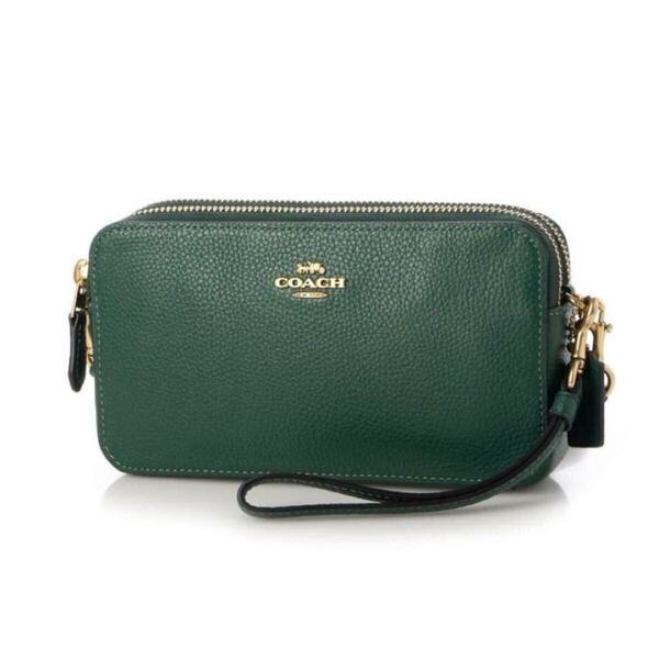超美品 COACH コーチ KIRA ショルダーカメラバッグ クロスボディーバッグ レザー グリーン