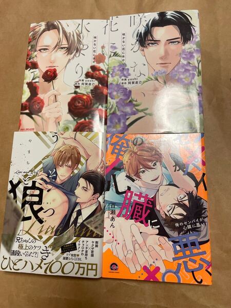 BL コミック 4冊セット まとめ売り 咲かない花に水やり 上下 阿賀直己 Yoshi うそつきと狼 やまち 百瀬あん