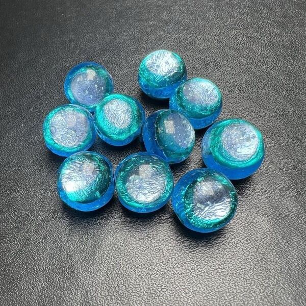 コウリブルー 12mm 10個セット 蓄光 ホタルガラス とんぼ玉 とんぼガラス 沖縄古宇利島