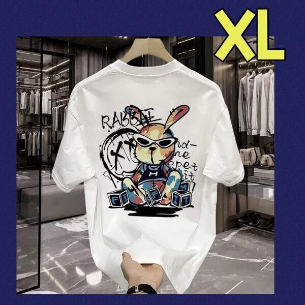 メンズ Tシャツ 半袖 夏服 トップス 男女兼用 ロゴ XL LL 2L 白 ホワイト