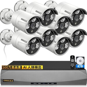 【4K800万画素録画機・AI人体検知】 防犯カメラ 有線 500万画素 防犯カメラ poe 防犯カメラセットランキング 監視カメラ・録画機セット