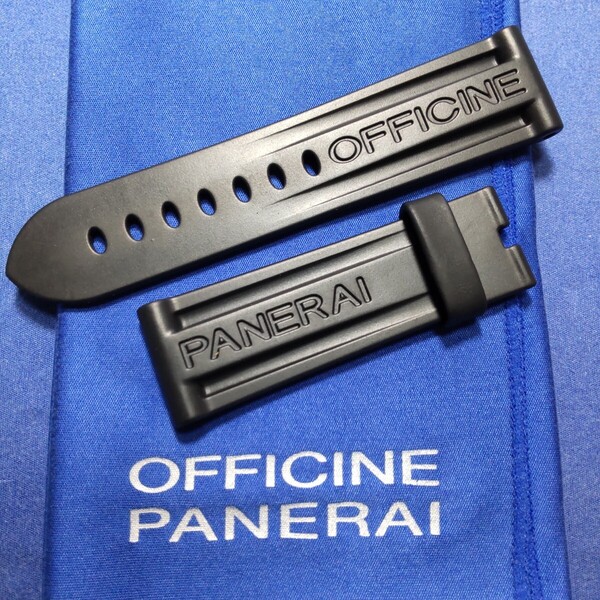 OFFICINE PANERAI 初期 ラバー 尾錠 装着 正規 ベルト 純正 カウッチュー ストラップ 黒 BK 24/22 BA パネライ Made in Austria 希少 111