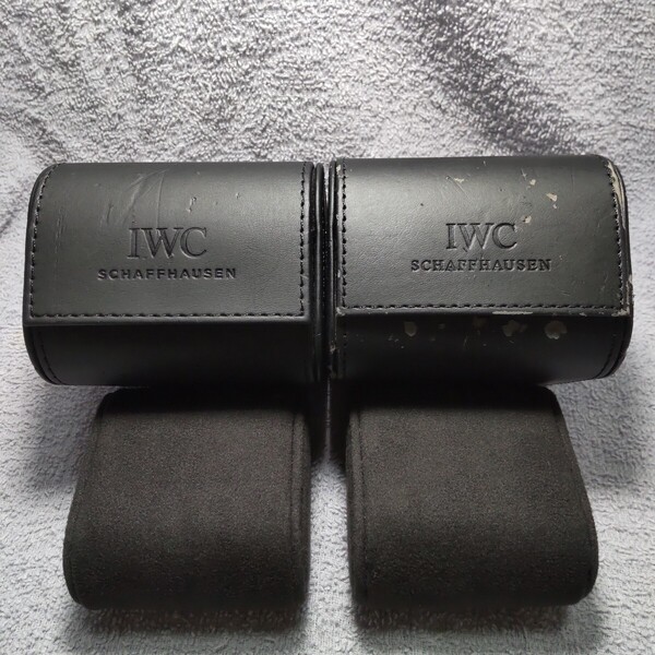 IWC 正規 時計 収納 黒 BK ブラック 系 携帯 ソフト ウォッチ ケース 保護 持運び 便利 保存 BOX 純正 トラベル ボックス 2個 set used 02