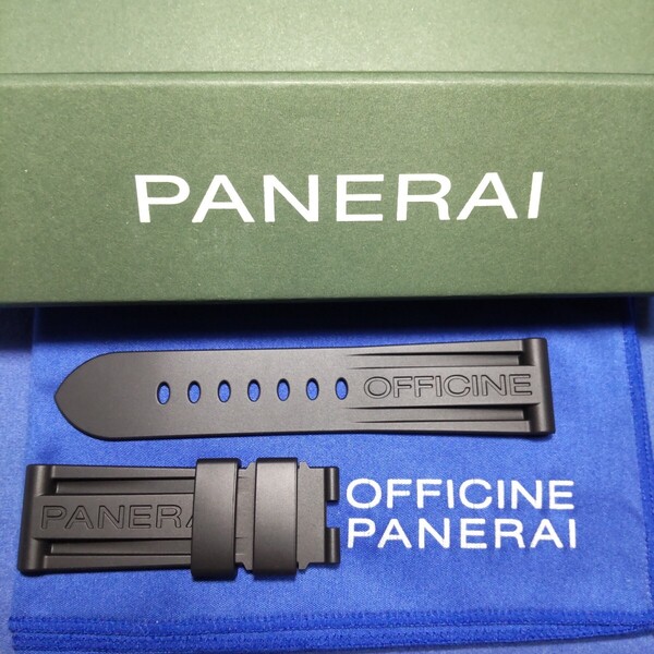 PANERAI Dバックル 対応 正規 BDR ラバー ベルト 純正 カウッチュー ストラップ パネライ 黒 ブラック BK 24/22 おまけ パイプ 2本 緑 箱