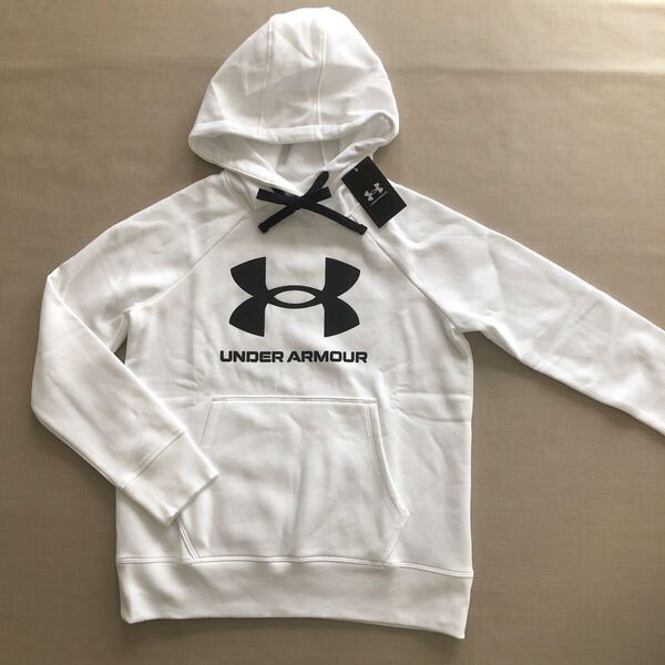 新品・未使用 UNDER ARMOUR スウェットパーカー ◆ MD ◆ 1356318 ホワイト アンダーアーマー