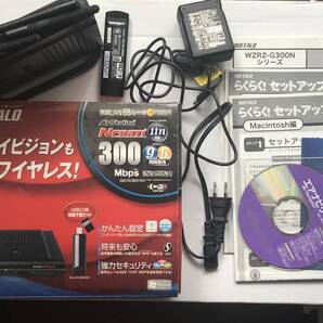 【送料無料】BUFFALO AirStation WZR2-G300N/U 300Mbps 11n,g,b対応 無線LAN親機&USB用子機セット(美品・中古品)