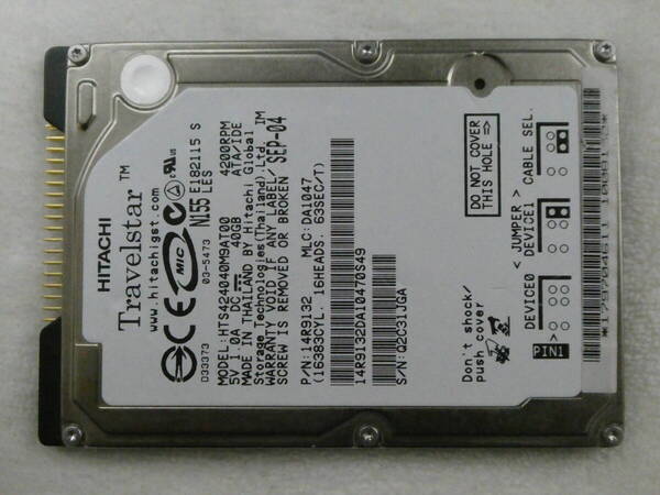 ★40GB HDD HGST HTS424040M9AT00 IDE ATA100 4200rpm 送料無料