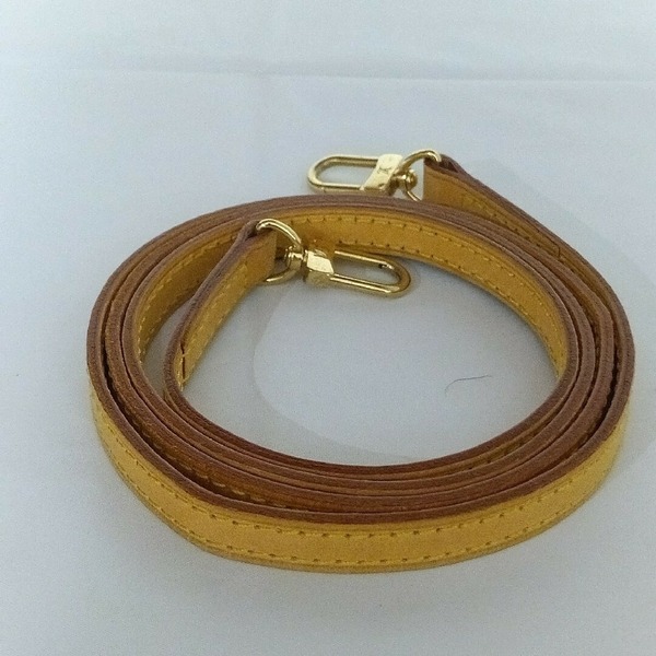 【美品】ルイヴィトン ショルダーストラップ ヌメ革 レザー 極細 ブラウン ゴールド金具