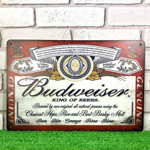 62.バドワイザー Budweiser ビール バー bar レトロ風 インテリア アメリカン雑貨 サイン ブリキ看板 リッキーのフリマ リッキーのお酒