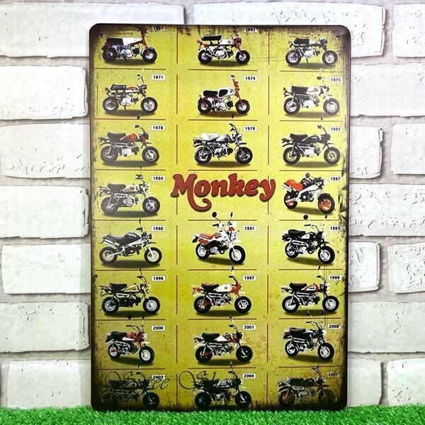 552.モンキー MONKEY ホンダ オートバイ 4MINI ガレージ インテリア アメリカ雑貨 サイン ブリキ看板 リッキーのフリマ リッキーの車バイク