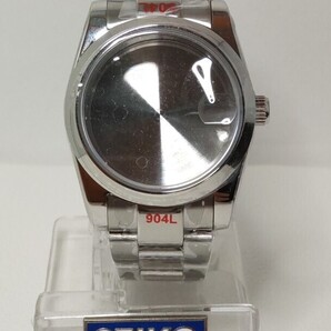 カスタム 36mm ケース サファイア サイクロップレンズ 有り solidback 3連 センターポリッシュセイコー 自動巻き ムーブメント用 SEIKO MOD