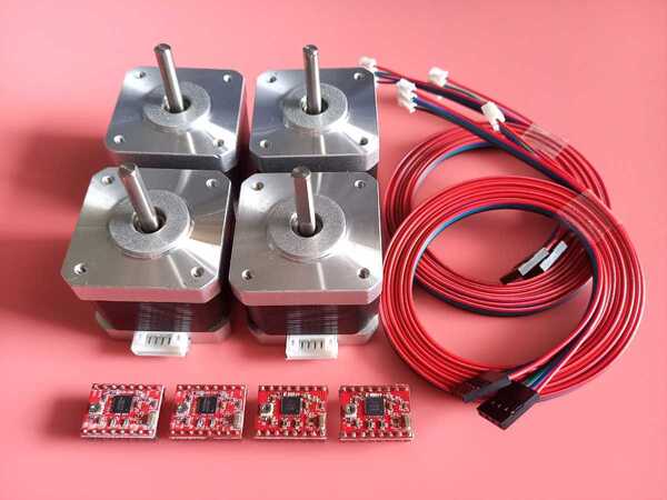 ステッピングモーター 4個 + ケーブル 4個 + ドライバー 4個