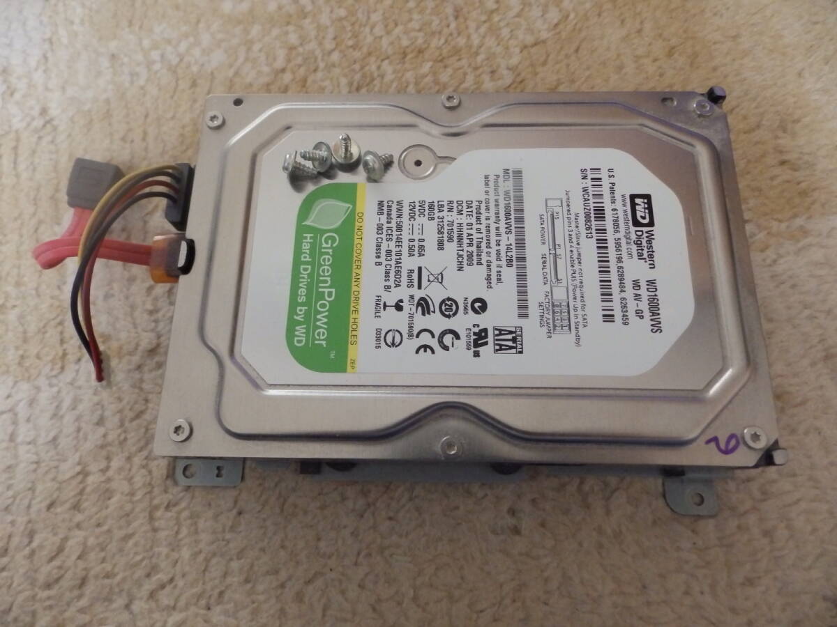 DIGA HDD 1TB増量換装/修理/交換用(使用5772時間）WESTERN