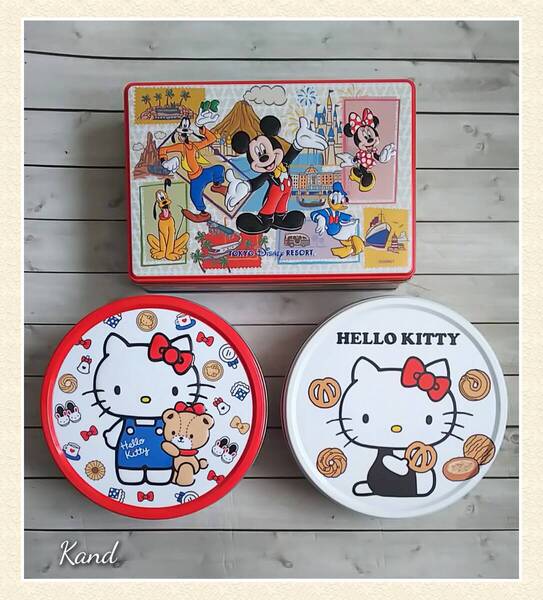ハロー キティ, ディズニーリゾート★空き缶 3個セット 小物入れ 飾り コレクションなどにも